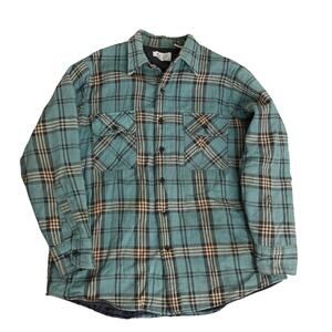 Men's Vintage Sears Teal/Yellow/Black Quilted Button-up Thrashed Jacket - Large